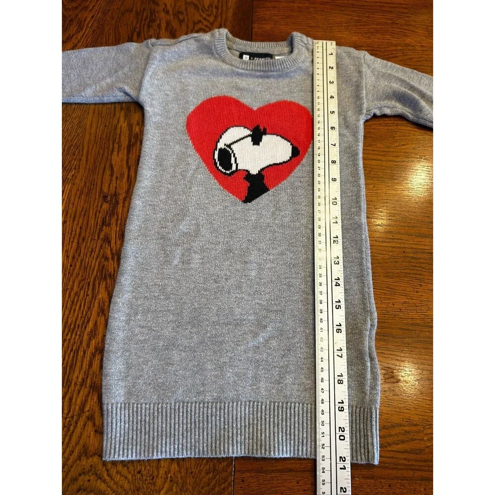 Gap Kids Snoopy Peanuts Sweater Dress Girls 4 Joe Cool Heart Gray Years Soft